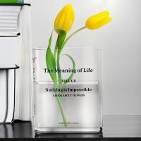 Book Flower Vase Transparent Floral Vase in Clear Book Shaped Floral Vase Aesthetic Flower Pot Acrylic Plant Vase for Room