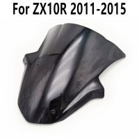 กระจกหน้ารถสปอยเลอร์กระจกบังลมสีดำใสสำหรับ ZX10R ZX 10R 2011-2012-2013-2014-2015