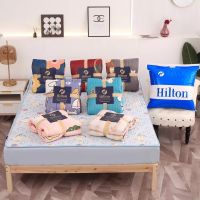 HILTON ICED ผ้าปูยางพาราเย็น 6 ฟุต-5 ฟุต- 3.5 ฟุต (ICE MAT LATEX) SET 3ชิ้น Premium เย็นสบาย มียางรัดรอบ360องศา