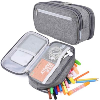 897GONGS มัลติฟังก์ชั่นการใช้งาน กระเป๋าใส่ดินสอ มี3ช่อง แบบพกพาได้ กล่องใส่ปากกา ความงามสวยงาม จุได้มาก กระเป๋าใส่เครื่องเขียน สำหรับเด็กๆ