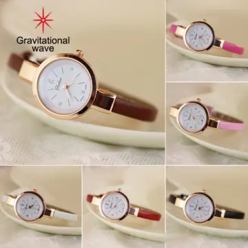 Women Girl Simple Quartz Wrist Watch PU Leather Strap Mini Thin