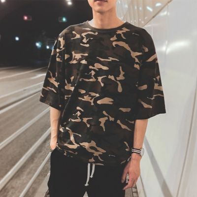 CODTheresa Finger 【M-5XL】Camouflage T-shirt mens Korean loose wild camouflage short-sleeved boys youth trendy top
