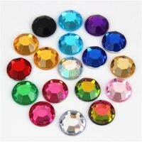 Cong Shao 100pcs 10mm Colorful Round Stones And Crystals Flatback Acrylic Rhinestone Trim Scrapbook Wedding Dress Button ZZ70