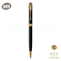 PARKER ปากกาป๊ากเกอร์ ลูกลื่น ซอนเน็ต สลิม แมทแบล็ค แล็ค จีที ดำด้านคลิปทอง - PARKER Sonnet Slim Ballpoint Pen Matte Black Lacquer GT