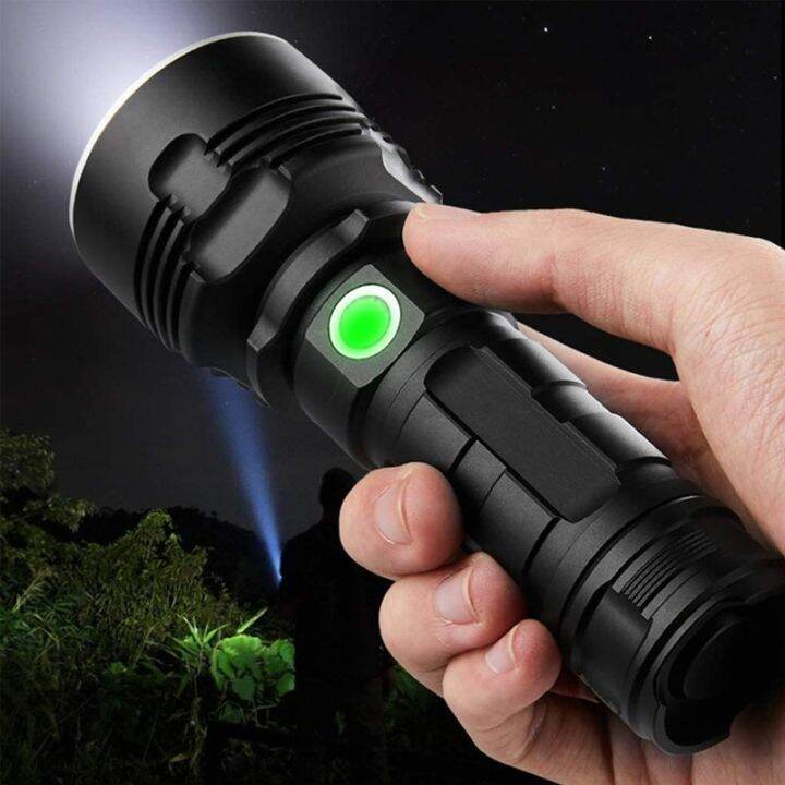 ไฟฉายสว่างมาก-ไฟฉาย-xhp70-super-powerful-led-flashlight-มีระบบชาร์จในตัว-ใช้แบตเตอรี่-with-1-26650-tactical-torch-usb-ไฟฉายแบบชาร์จไฟได้