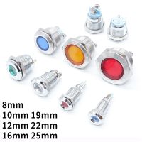 8mm-25mm Metal Indicator Light LED Signal Light Power Supply Indicator Lamp 3V 6V 12V 24V 110V 220V Red Green Screw/Pin Terminal