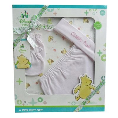 BAB ชุดของขวัญเด็กแรกเกิด Baby Gift Set ชุดของขวัญ เด็กแรกเกิด 4 ชิ้น หมี Pooh สีชมพู CP-3130 ชุดของขวัญเด็กอ่อน เซ็ตเด็กแรกเกิด