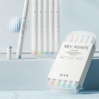 5pcs Key Points Highlighter Pens Set Dual-side Writing Hard Brush Morandi Macaron Fluorescent Color Marker School Supplies