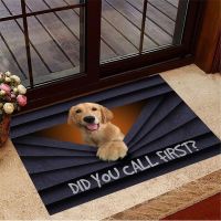 CLOOCL Doormat Cute Golden Retriever Did You Call First Graphic 3D Print Bathroom Mat Soft Entrance Welcome Flannel Mats