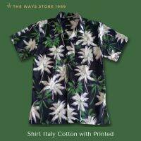 เสื้อเชิ้ต เสื้อผ้าฝ้าย เสื้อลำลอง  Shirt Italy Cotton with Printed Size M