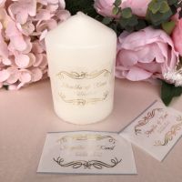 Personalized name wedding candle stickers customize baby shower candles gifts tag