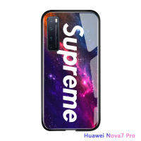 Ucuc กรณีโทรศัพท์มือถือสำหรับ Huawei nova 7 Pro แฟชั่นผู้ชายยี่ห้อสำหรับเด็กกระจกสะท้อนแสงกรณีไล่โทนสีกระจกใสปกหลังปลอก