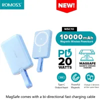 Romoss Power Bank 10000มิลลิแอมป์ต่อไร้สาย15วัตต์ PD20W ไร้สาย PD18W แบบมีสายชนิด C ชาร์จไร้สายชาร์จพาวเวอร์แบงค์เร็ว Magsafe สำหรับ iPhone 12-15ชุดแหล่งจ่ายไฟแบรนด์ดั้งเดิม