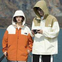 เสื้อผ้าป้องกันแสงแดดในฤดูร้อน NORTH FACE สำหรับผู้ชายและผู้หญิง,ผ้าไอซ์ซิลค์บางระบายอากาศได้ดีกันยูวีสีทันสมัยเข้ากันกับสกินมีฮู้ดสำหรับคู่รักสไตล์เกาหลี