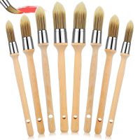 8 Pieces Trim Paint Brush with Wooden Handle Round Edge Painting Tool Paint Brushes for Corner House Wall Edges Art Durable 15/18/21/25mm