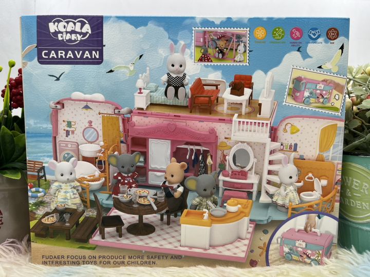 ของเล่นเด็ก-slynvanian-บ้านกระต่ายชุดบ้าน-2-ชั้น-บ้าน2ชั้น-บ้านตุ๊กตา-บ้านกระต่าย-2-ชั้น-กระต่ายห้องน้ำ-กระต่ายห้องนอน