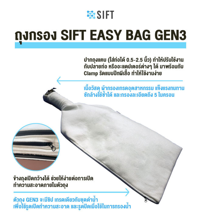 ถุงกรองน้ำ-ถุงกรองสระว่ายน้ำ-sift-easy-bag-gen3-5-micron