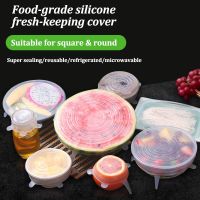 【hot】 6Pcs/set Food Keeping Silicone Cover Pot Bowl Stretch Cap Jar Lid Fruit for Dishes