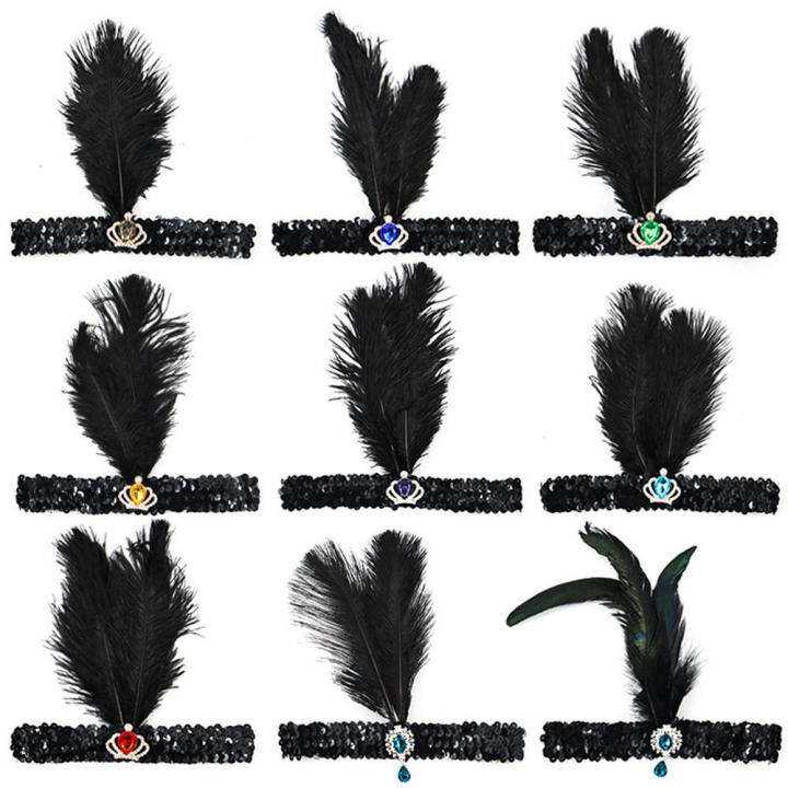 1920s-prom-feather-headpiece-halloween-feather-headband-bachelorette-party-hair-accessory-gemstone-black-hair-accessory-1920s-prom-feather-headpiece-crown-gemstone-elastic-hair-accessories-halloween-t