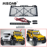 MIBIDAO โลหะแร็คหลังคากระเป๋า C Arrier ที่มีไฟ LED สำหรับ Axial SCX24 AXI00002รถจี๊ปแรงเลอร์124 RC ตีนตะขาบรถยนต์รุ่นชิ้นส่วน