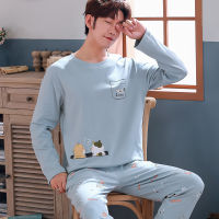 2021 Autumn Winter Pajamas For Men Pure Cotton Loose Sleepwear Home Costumes Male Casual Homewear Long Sleeve Pajama Pants Set