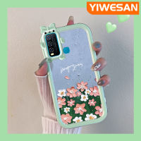 YIWESAN เคสสำหรับ VIVO Y30 Y50 Y30i ลายดอกไม้,เคสนิ่มกันกระแทกทนทานต่อการตกกระแทกเคสโทรศัพท์โปร่งใสฝาครอบป้องกันป้องกันเลนส์กล้องถ่ายรูปตกกระแทกจากซิลิกาเจล TPU