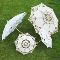 Wedding Lace Parasol Umbrella Vintage Crafted Flowers Embroidery Umbrellas Romantic Bridal Photo Props Lady Costume Accessory Umbrellas