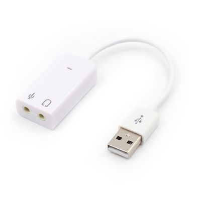 แล็ปท็อป PC Mac พร้อมสายเคเบิล USB 3มิติ2.0ช่อง7.1เสมือนจริง USB ภายนอกอะแดปเตอร์การ์ดเสียงเสียงการ์ดเสียง LSK3825สีขาว