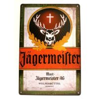 โปสเตอร์ป้ายดีบุกโลหะ Jagermeister มนุษย์ถ้ำสไตล์เรียบง่ายสไตล์วินเทจ