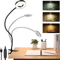 USB LED Reading Lights Flexible Gooseneck Dimmable Table Lamp Clip On Indoor Bedroom Eye Protection Desk Light Book Clamp Lamp