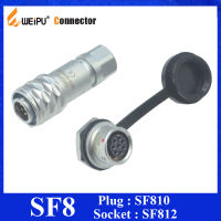 Original Weipu SF8 2 3 4 6 8 Pin กันน้ำ IP44 IP67 Connector SF810ชายปลั๊ก SF812ชายหญิงด้านหลัง-Nut Mount Socket