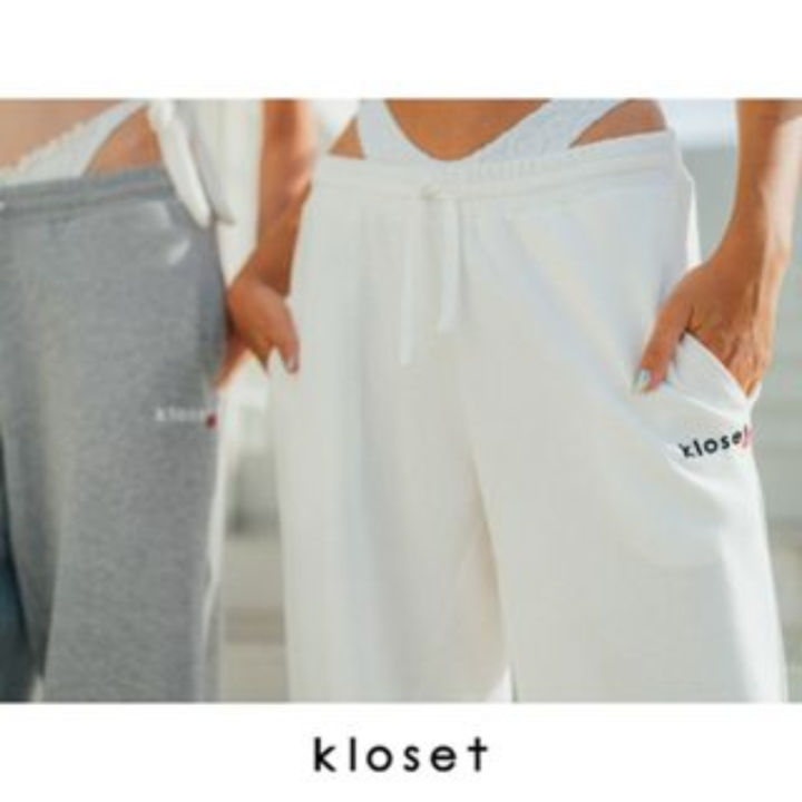 kloset-kk21-p001-kloset-sweatpants-กางเกงวอร์ม-กางเกงขายาวง-กางเกงยางยืด-กางเกงผู้หญิง-กางเกงแฟชั่น