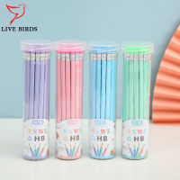 36 Pcs Wooden HB Pencil Candy Color Barrel Student Writing Pen With Eraser Holiday Prize Gift