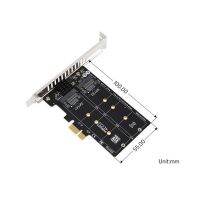 PCIe X1 to M.2 SATA Adapter Expansion Card 6Gbps 2-Port Black JM582 Master Chip with Metal Heat Sink Support PCIe X1/X4/X8/X16