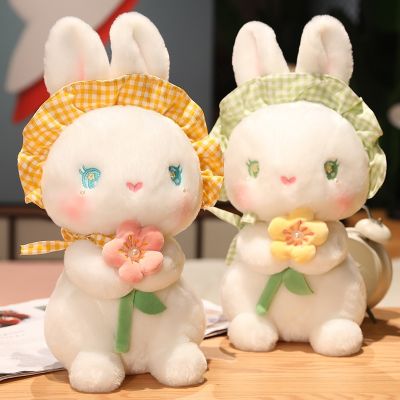 ตุ๊กตาของเล่นยัดไส้ลายดอกไม้ตุ๊กตากระต่ายน่ารัก30-70ซม. รูปสัตว์ Plushie ของเล่นของเล่นตุ๊กตาผ้าน่ารักของขวัญที่ดีสำหรับหมอนเด็กผู้หญิง