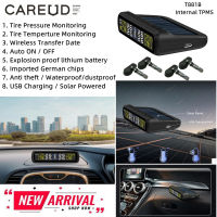 CAREUD T881-TJ จอแสดงผล LCD ภายในรถยนต์ TPMS แบบไร้สายระบบตรวจสอบความดันลมยางพร้อมเซ็นเซอร์ 4 ตัว