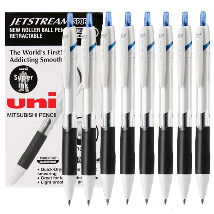 12ชิ้นกล่อง-uni-เจลปากกา-sxn-155แห้งเร็วขนาดกลางน้ำมันปากกา-jetstream-0-5มิลลิเมตรสีแดงสีฟ้าสีดำกดประเภทปากกาลูกลื่นอุปกรณ์การเรียน