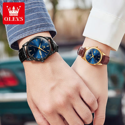 OLEVS ใหม่นาฬิกาคู่แฟชั่นซื้อ1 Take 1ขายเดิมนาฬิกาควอตซ์แนวโน้มปฏิทินนาฬิกาข้อมือเรืองแสง