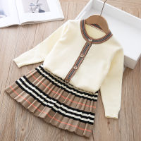 2022 Autumn New Arrival Girls Fashion Knitted 2 Pieces Sets Sweater Coat+skirt Girls Boutique Outfits Baby Girl Winter Clothes