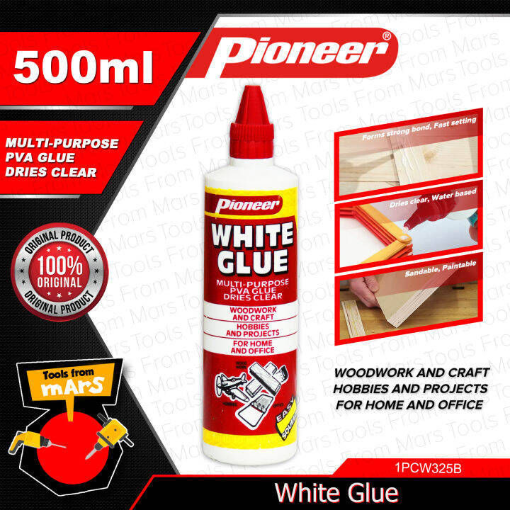 PIONEER White Glue 500ML Bottle Multi Purpose PVA Glue Dries Clear For Woodwork Waterproof