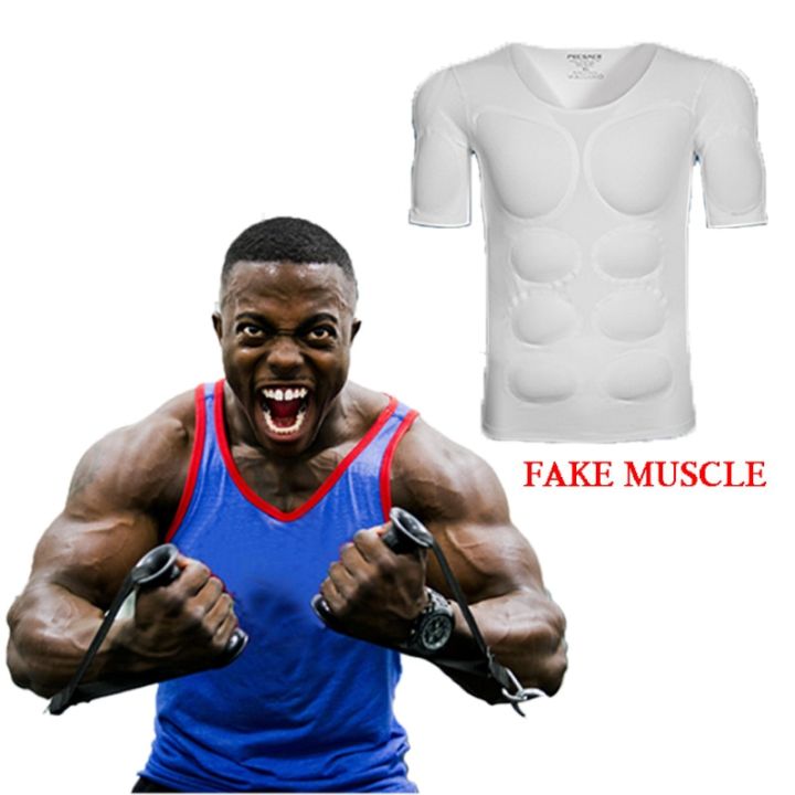 sponge-man-cosplay-fake-muscle-t-shirt-arm-chest-belly-muscle-shaper-invisible-abdominal-pad-corset-top-undershirts-simulation