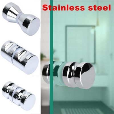✐♞ 304 Stainless Steel Door Handle 1.1 quot; Dia Single Glass Door Knob Bathroom Shower Cabinet Double-Sided Handle Pull with Screw