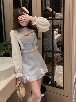 RMZM Japanese Lolita Dress kawaii Bow Slim Mini Dress Womens Dress 2022 Party