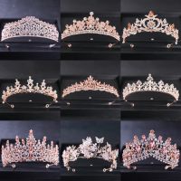 ◎✠ Wedding Hair Accessories Bridal Rose Rhinestone Crystal Tiara Rose Gold - Rose Gold - Aliexpress