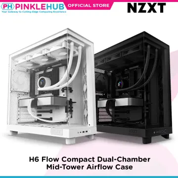 NZXT H6 FLOW RGB Compact Dual-Chamber Mid-Tower Airflow Case, White,  CC-H61FW-R1 