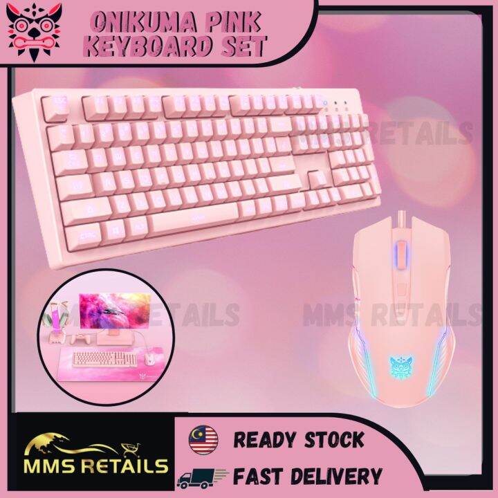 Onikuma Pink Gaming Keyboard Set G25 & CW905 Mechanical Keyboard Gaming