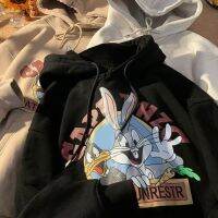 เสื้อฮู้ดการ์ตูน Looney Tunes,เสื้อฮู้ดพิมพ์ลายบักส์บันนีการ์ตูนน่ารักเกาหลี M-5XL ได้ทั้งชายและหญิงเสื้อฮู้ดกันขนาดพิเศษแบบหนาใส่สบาย