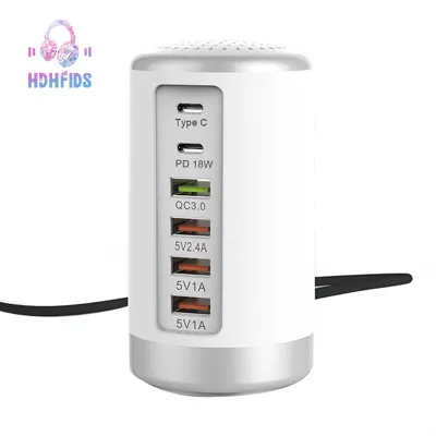 $$ 65W USB Fast Charger HUB Quick Charge QC3.0 Multi 6 Port USB Type C PD Charger Charging Station(Black) US Plug