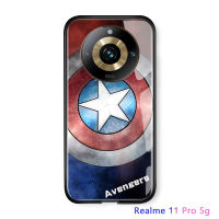 เคสสำหรับ Realme 11 Pro 5G Realme 11 Pro + 5G Marvel เคสโทรศัพท์สำหรับเด็กผู้ชายเคสสำหรับกัปตันอเมริกาไอรอนแมน Spiderman เคสหลังกระจกนิรภัย