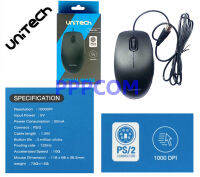 เม้าส์ Mouse PS/2 Unitech UNM-001 Optical หัวกลม เครื่องชั่ง โรงงาน เครื่องจักร สีดำ Black